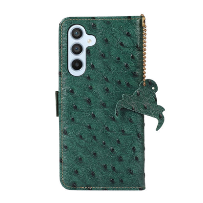 For Samsung Galaxy S24 Ostrich Pattern Genuine Leather RFID Phone Case(Green) - Galaxy Phone Cases by buy2fix | Online Shopping UK | buy2fix