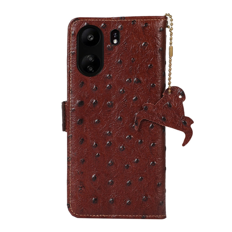 For Samsung Galaxy A55 5G Ostrich Pattern Genuine Leather RFID Phone Case(Coffee) - Galaxy Phone Cases by buy2fix | Online Shopping UK | buy2fix