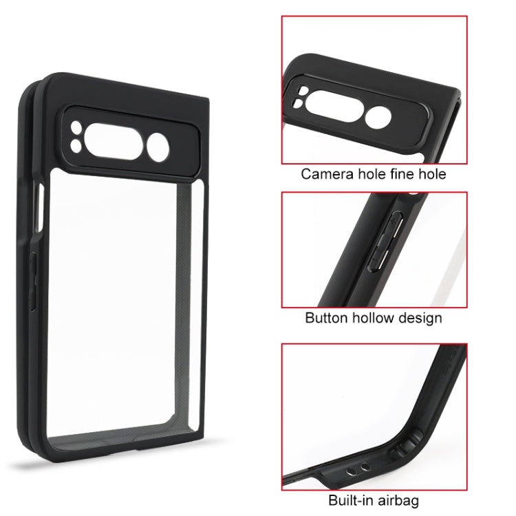 For Google Pixel Fold Frosted TPU + Transparent PC Phone Case(Black) by buy2fix