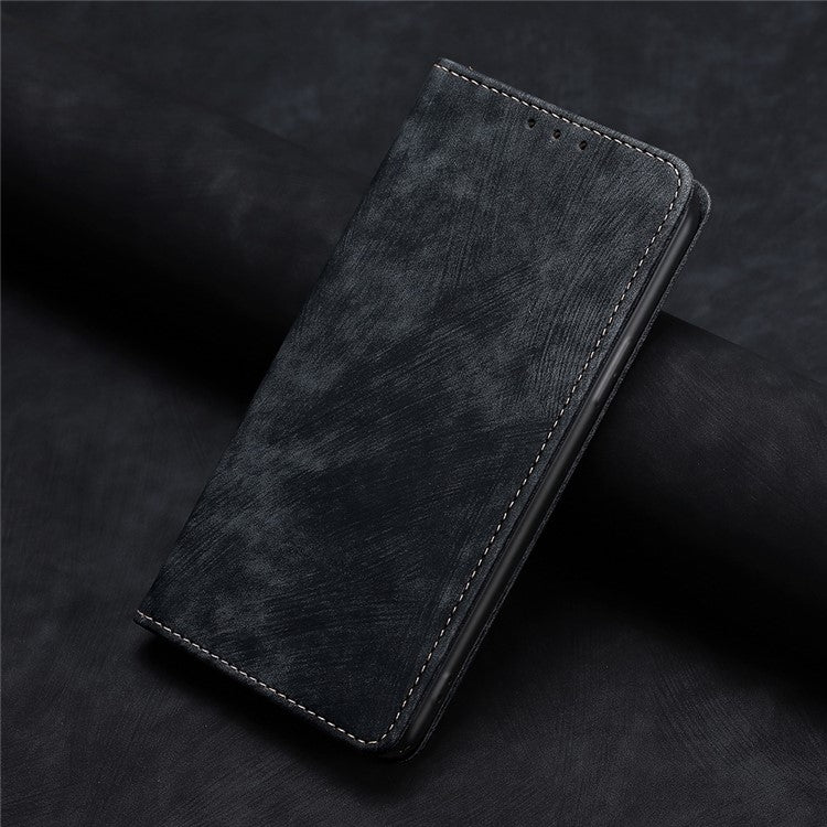 For vivo Y03 4G RFID Anti-theft Brush Magnetic Leather Phone Case(Black) - vivo Cases by buy2fix | Online Shopping UK | buy2fix