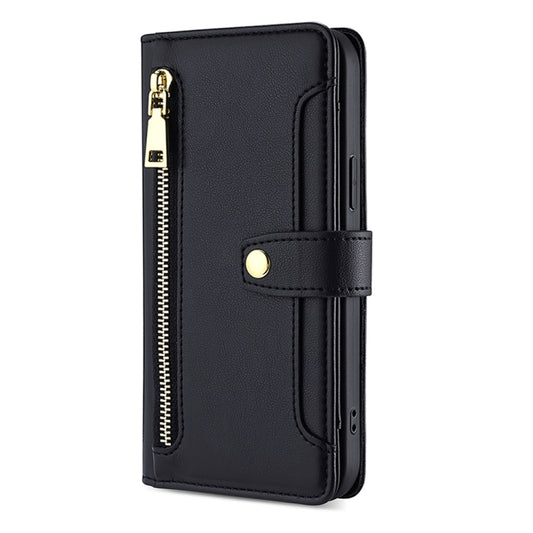 For vivo Y35+ 5G Lite Sheep Texture Cross-body Zipper Wallet Leather Phone Case(Black) by buy2fix