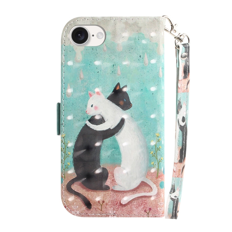 For iPhone SE 2024 3D Colored Horizontal Flip Leather Phone Case(Black White Cat) - More iPhone Cases by buy2fix | Online Shopping UK | buy2fix