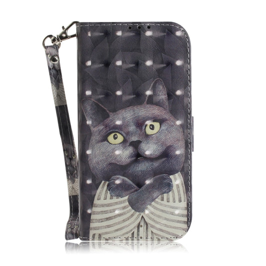 For iPhone 16 Plus 3D Colored Horizontal Flip Leather Phone Case(Hug Cat) by buy2fix