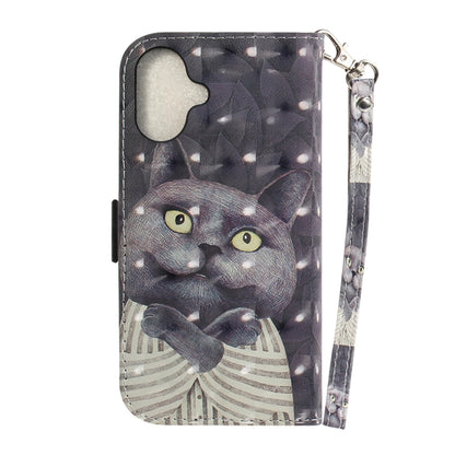 For iPhone 16 Plus 3D Colored Horizontal Flip Leather Phone Case(Hug Cat) - iPhone 16 Plus Cases by buy2fix | Online Shopping UK | buy2fix