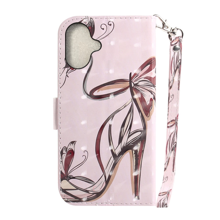 For iPhone 16 Plus 3D Colored Horizontal Flip Leather Phone Case(Butterfly High-heeled) - iPhone 16 Plus Cases by buy2fix | Online Shopping UK | buy2fix