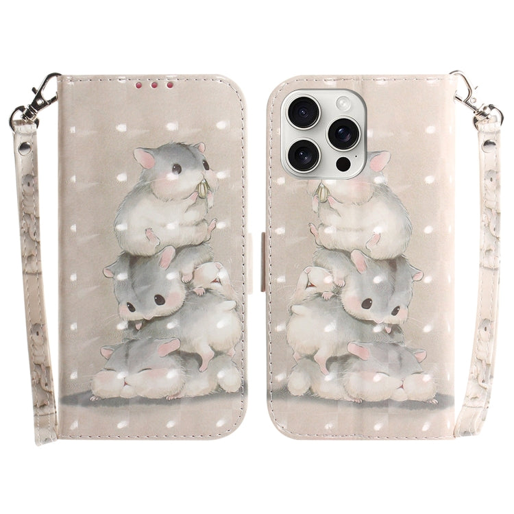 For iPhone 16 Pro 3D Colored Horizontal Flip Leather Phone Case(Squirrels) by buy2fix