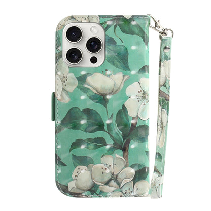 For iPhone 16 Pro 3D Colored Horizontal Flip Leather Phone Case(Watercolor Flower) - iPhone 16 Pro Cases by buy2fix | Online Shopping UK | buy2fix