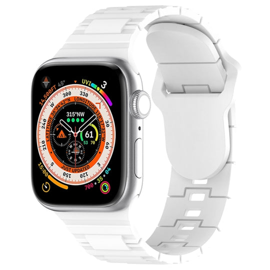 For Apple Watch 8 41mm Square Buckle Armor Style Silicone Watch Band(White)