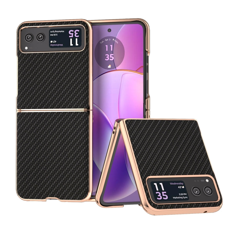 For Motorola Razr 40 Nano Electroplating Carbon Fiber Texture Phone Case(Black) by buy2fix
