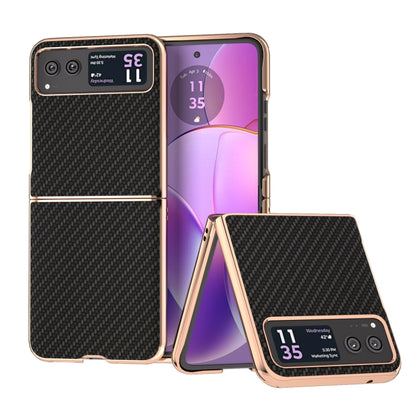 For Motorola Razr 40 Nano Electroplating Carbon Fiber Texture Phone Case(Black) by buy2fix