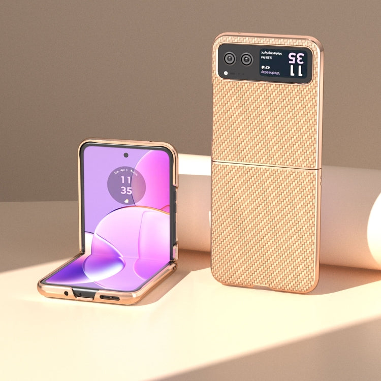 For Motorola Razr 40 Nano Electroplating Carbon Fiber Texture Phone Case(Gold) by buy2fix