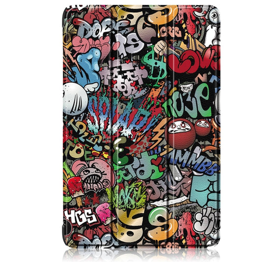 For Samsung Galaxy Tab S9 Ultra Custer Painted 3-Fold Holder Smart Leather Tablet Case(Graffiti) by buy2fix