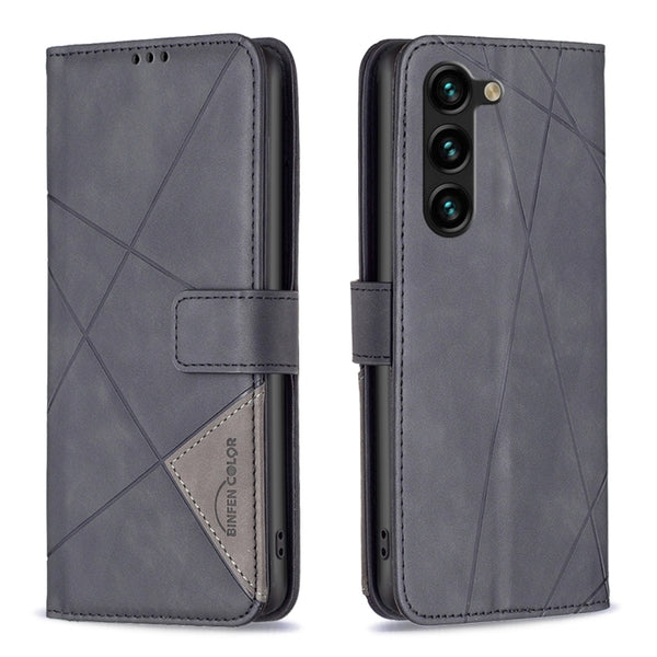 For Samsung Galaxy S24+ 5G Magnetic Buckle Rhombus Texture Leather Phone Case(Black) by buy2fix