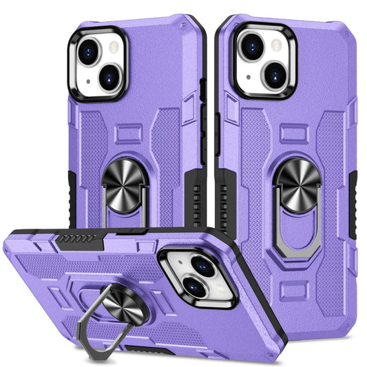 For iPhone 15 Plus Ring Holder Armor Hybrid Phone Case(Purple) by buy2fix