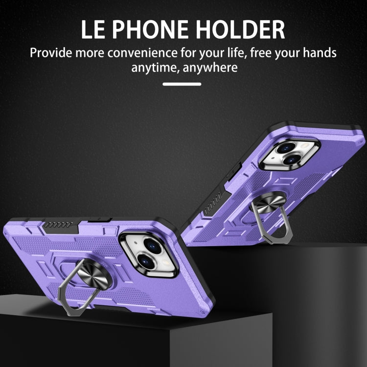 For iPhone 15 Plus Ring Holder Armor Hybrid Phone Case(Purple) by buy2fix