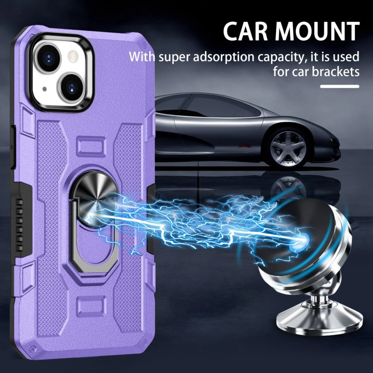 For iPhone 15 Plus Ring Holder Armor Hybrid Phone Case(Purple) by buy2fix