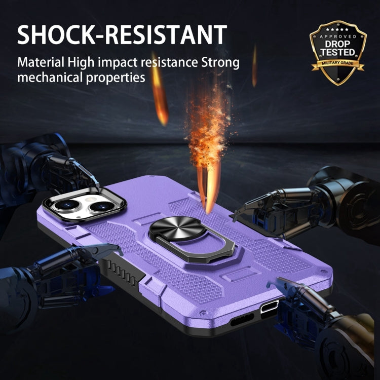 For iPhone 15 Plus Ring Holder Armor Hybrid Phone Case(Purple) by buy2fix