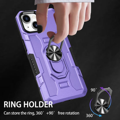 For iPhone 15 Plus Ring Holder Armor Hybrid Phone Case(Purple) by buy2fix