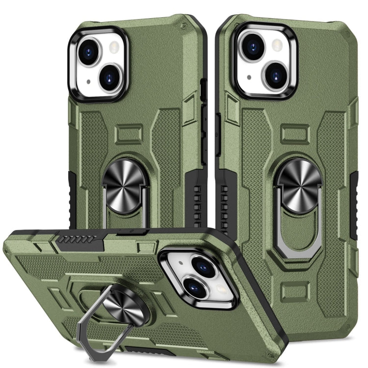 For iPhone 15 Ring Holder Armor Hybrid Phone Case(Green) by buy2fix