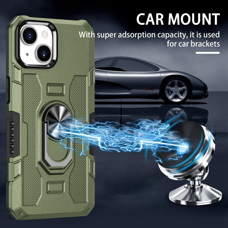 For iPhone 15 Ring Holder Armor Hybrid Phone Case(Green) by buy2fix