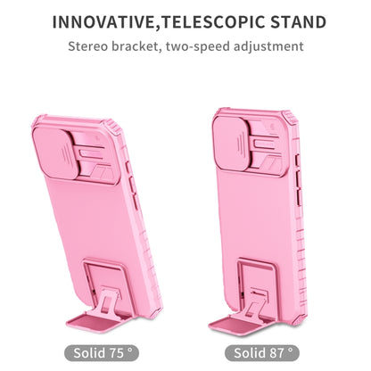 For iPhone 16 Plus Stereoscopic Holder Sliding Camshield Phone Case(Pink) - iPhone 16 Plus Cases by buy2fix | Online Shopping UK | buy2fix