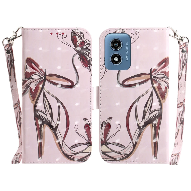 For Motorola Moto G Play 4G 2024 3D Colored Horizontal Flip Leather Phone Case(Butterfly High-heeled) - Motorola Cases by buy2fix | Online Shopping UK | buy2fix