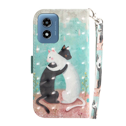 For Motorola Moto G Play 4G 2024 3D Colored Horizontal Flip Leather Phone Case(Black White Cat) - Motorola Cases by buy2fix | Online Shopping UK | buy2fix