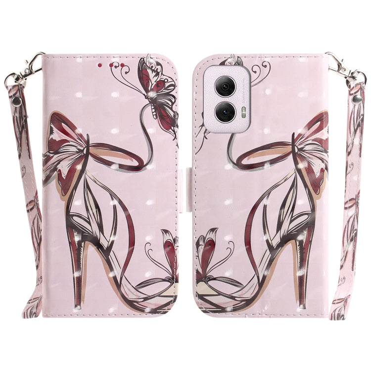 For Motorola Moto G Power 5G 2024 3D Colored Horizontal Flip Leather Phone Case(Butterfly High-heeled) - Motorola Cases by buy2fix | Online Shopping UK | buy2fix