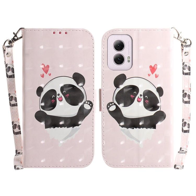 For Motorola Moto G Power 5G 2024 3D Colored Horizontal Flip Leather Phone Case(Heart Panda) - Motorola Cases by buy2fix | Online Shopping UK | buy2fix