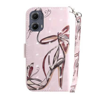 For Motorola Edge 2024 3D Colored Flip Leather Phone Case(Butterfly High-heeled) by buy2fix