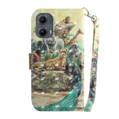 For Motorola Edge 2024 3D Colored Flip Leather Phone Case(Zoo) by buy2fix