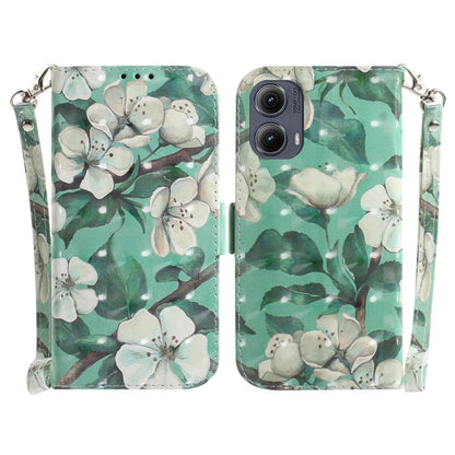 For Motorola Edge 2024 3D Colored Flip Leather Phone Case(Watercolor Flower) - Motorola Cases by buy2fix | Online Shopping UK | buy2fix