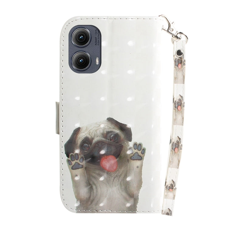 For Motorola Edge 2024 3D Colored Flip Leather Phone Case(Pug) by buy2fix