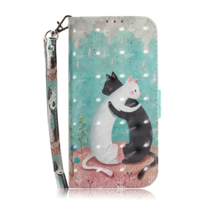 For Motorola Edge 2024 3D Colored Flip Leather Phone Case(Black White Cat) - Motorola Cases by buy2fix | Online Shopping UK | buy2fix