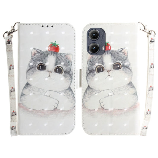 For Motorola Edge 2024 3D Colored Flip Leather Phone Case(Cute Cat) by buy2fix