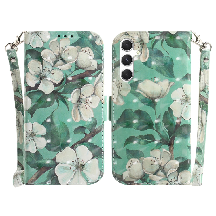 For Samsung Galaxy S24+ 5G 3D Colored Horizontal Flip Leather Phone Case(Watercolor Flower) - Galaxy S24+ 5G Cases by buy2fix | Online Shopping UK | buy2fix