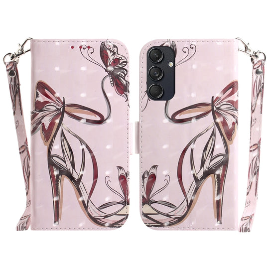 For Samsung Galaxy M55 3D Colored Horizontal Flip Leather Phone Case(Butterfly High-heeled)