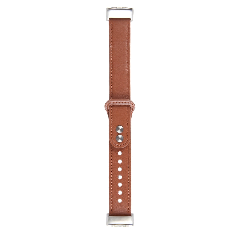 For Fitbit Charge 5 PU Leather Replacement Watch Band(Brown) - Watch Bands by buy2fix | Online Shopping UK | buy2fix