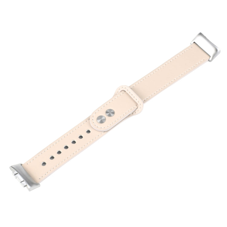 For Fitbit Charge 5 PU Leather Replacement Watch Band(Creamy White) - Watch Bands by buy2fix | Online Shopping UK | buy2fix