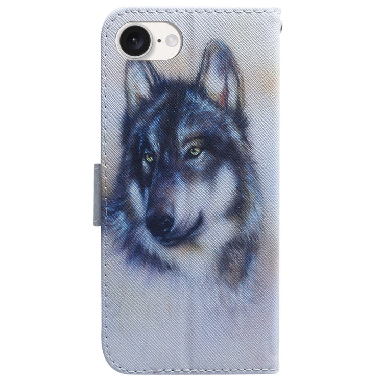 For iPhone SE 2024 Coloured Drawing Flip Leather Phone Case(White Wolf) - More iPhone Cases by buy2fix | Online Shopping UK | buy2fix