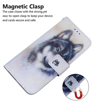 For iPhone 16 Pro Coloured Drawing Flip Leather Phone Case(White Wolf) - iPhone 16 Pro Cases by buy2fix | Online Shopping UK | buy2fix