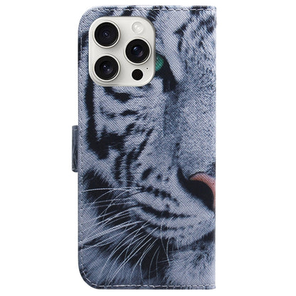 For iPhone 16 Pro Coloured Drawing Flip Leather Phone Case(Tiger) - iPhone 16 Pro Cases by buy2fix | Online Shopping UK | buy2fix