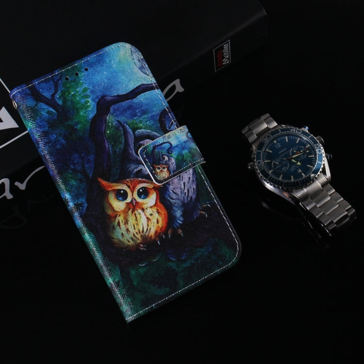 For iPhone 16 Plus Coloured Drawing Flip Leather Phone Case(Oil Painting Owl) - iPhone 16 Plus Cases by buy2fix | Online Shopping UK | buy2fix