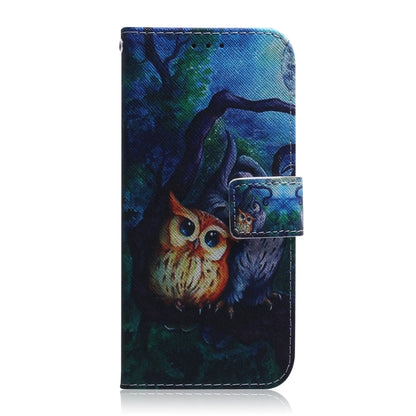 For iPhone 16 Plus Coloured Drawing Flip Leather Phone Case(Oil Painting Owl) - iPhone 16 Plus Cases by buy2fix | Online Shopping UK | buy2fix