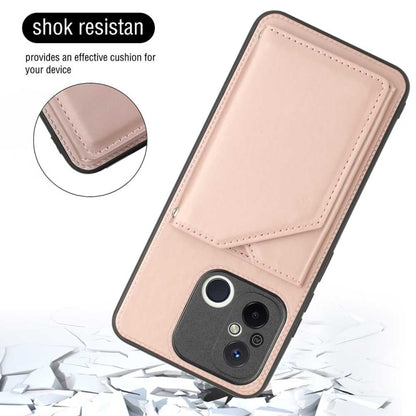 For Xiaomi Redmi 12C / 11A Skin Feel PU + TPU + PC Card Slots Phone Case(Rose Gold) - Xiaomi Cases by buy2fix | Online Shopping UK | buy2fix