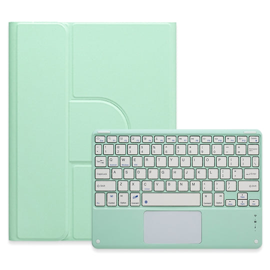 For iPad Air 2022 / iPad Pro 11 2021 Square Button 360 Degree Rotatable Bluetooth Keyboard Leather Case with Touchpad(Mint Green)