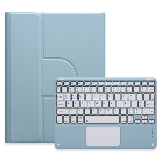 For iPad 10th Gen 10.9 2022 Square Button 360 Degree Rotatable Bluetooth Keyboard Leather Case with Touchpad(Mist Blue) - Universal by buy2fix | Online Shopping UK | buy2fix
