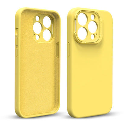 For iPhone 14 Pro Max Liquid Silicone Lens Holder Phone Case(Yellow) - iPhone 14 Pro Max Cases by buy2fix | Online Shopping UK | buy2fix