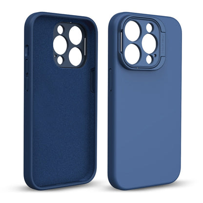 For iPhone 14 Pro Max Liquid Silicone Lens Holder Phone Case(Blue) - iPhone 14 Pro Max Cases by buy2fix | Online Shopping UK | buy2fix