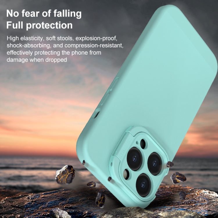 For iPhone 14 Pro Liquid Silicone Lens Holder Phone Case(Green) - iPhone 14 Pro Cases by buy2fix | Online Shopping UK | buy2fix